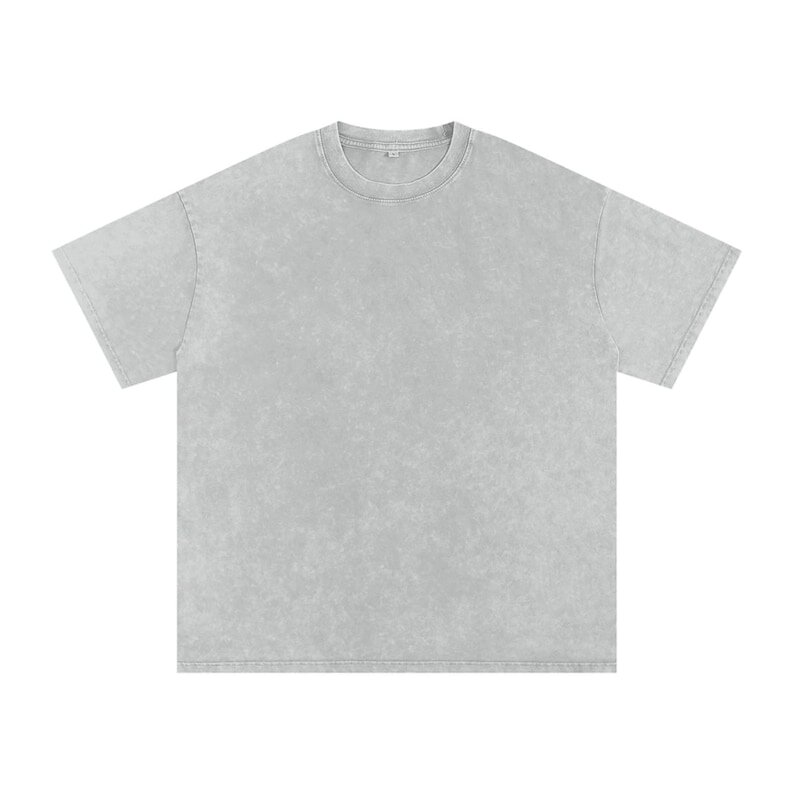 Acid Wash Oversized Crew Neck T-Shirt Short Sleeve Gray