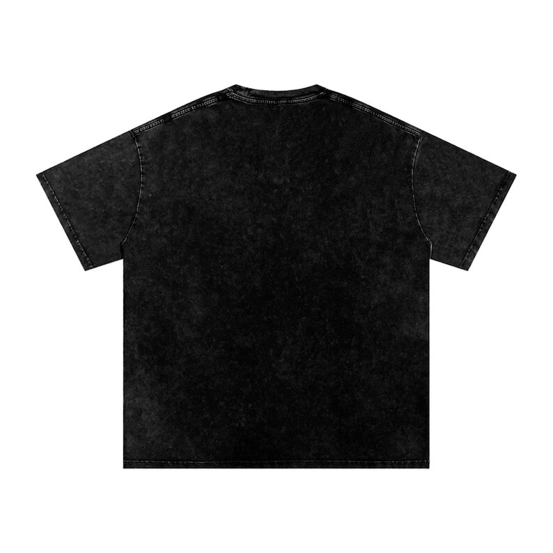 Acid Wash Short Sleeve Crew Neck T-Shirt, Oversized Fit, Black