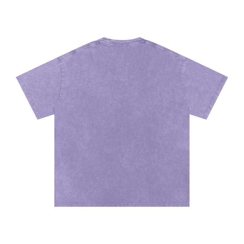 Acid Wash Short Sleeve Crew Neck T-Shirt - Purple